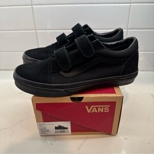 Vans Kids Black Sneakers 2 V Strap Old Skool Skate Shoes Boy Youth